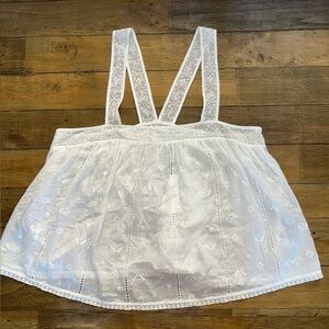 Unsubscribed White Eyelet Cami Crop Tank Sleeveless Cotton Boho Casual Festival